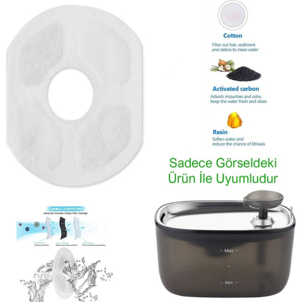 Petsi Su Pınarı Aktif Karbon Yedek Filtre 2 Adet (Kiwi KPF-10555 Uyumlu) Evcil Hayvan Ürünleri Fiyatı