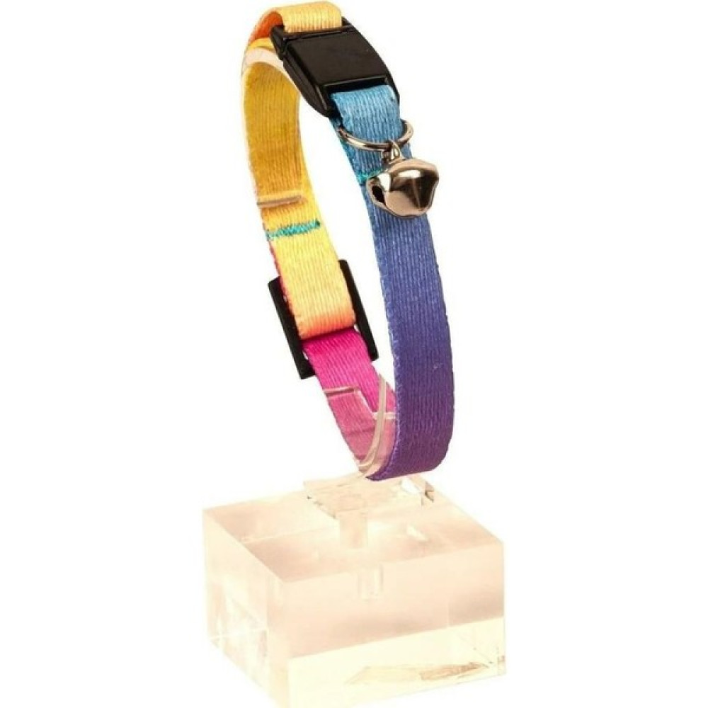 Pettagart Güvenlik Kilitli Ayarlanabilir Gökkuşağı Renkli Yumuşak Doku Kedi Boyun Tasması 22-30 cm - Standart Evcil Hayvan Ürünleri Fiyatı