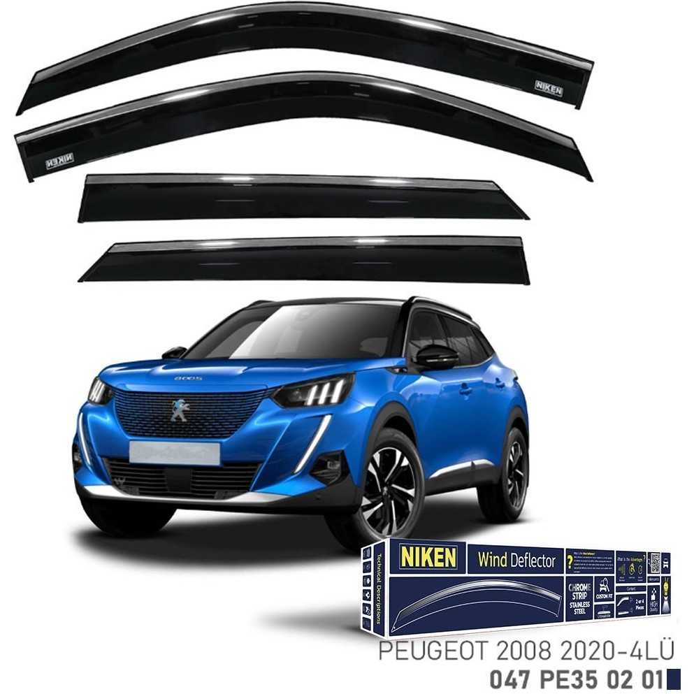 Peugeot 2008 Kromlu Cam Rüzgarlığı Niken 2020+ Oto Rüzgarlıkları Fiyatı