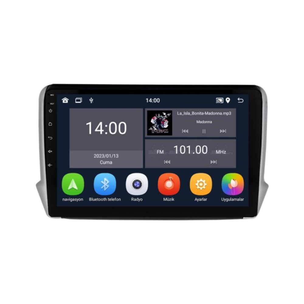 Peugeot 208 Android Multimedya Sistemi (2013-2021) 4+64 GB - Siyah Oto Görüntü Sistemleri Fiyatı