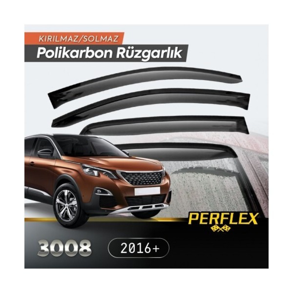 Peugeot 3008 2016+ Cam Rüzgarlığı V2 Düz Oto Rüzgarlıkları Fiyatı