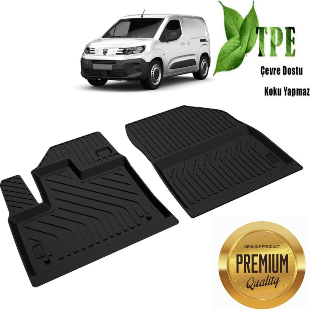 Peugeot Partner Panelvan Havuzlu Paspas Ön iki PASPAS 2019 2020 2021 2022 2023 2024 2025 - Siyah Oto Paspas Fiyatı