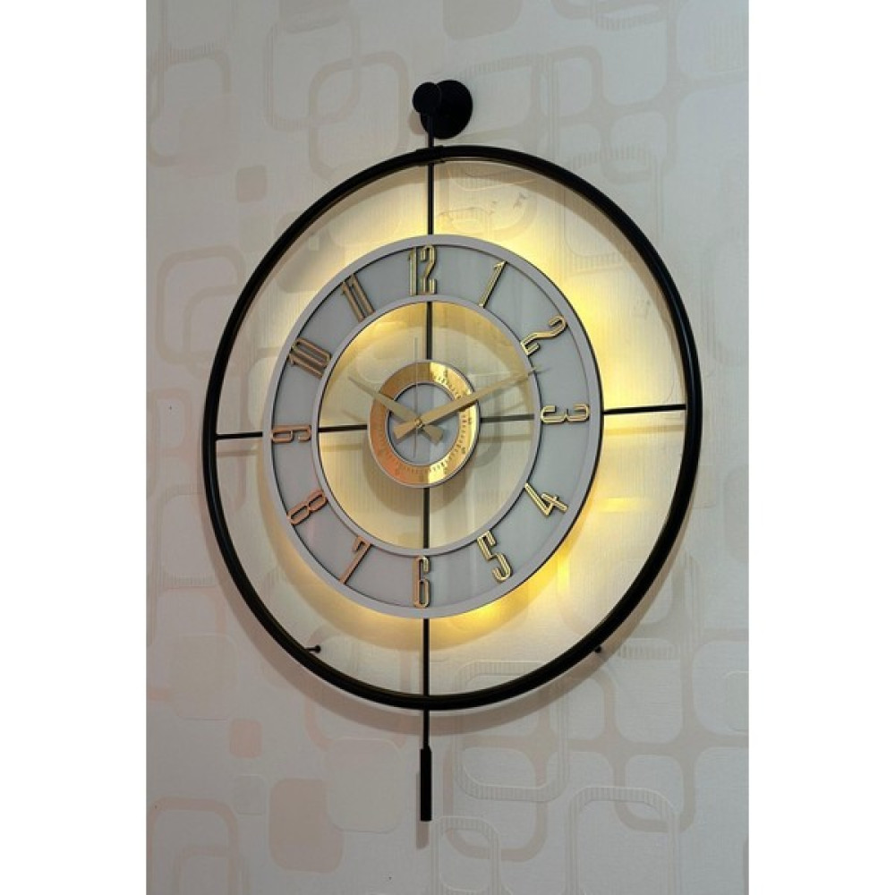Pey Aksesuar Iskandinav Metal Camlı Duvar Saati (60X80 cm Büyük Boy) Işıklı Gerçek Cam Duvar Saati Modern Tasarı - Ahşap - 1 cm Dekoratif Saat Fiyatı