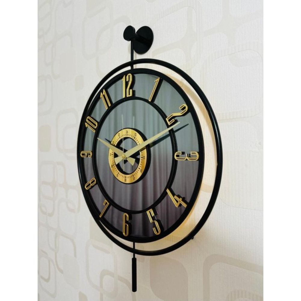 Pey Aksesuar Siyah Metal Camlı Duvar Saati Işıklı Gerçek Cam Duvar Saati Modern Tasarım Metal 40 x 60 Modern Yuv - Ahşap - 1 cm Dekoratif Saat Fiyatı