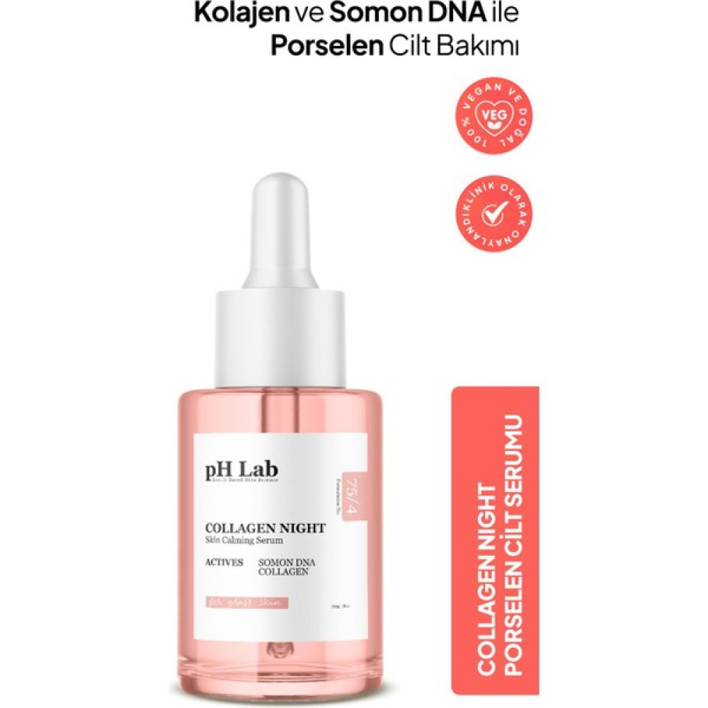 Ph Lab Phlab Collagen Night Kolajen ve Somon DNA'lı Gece Yüz Bakım Serumu, Kolajen Serum, Porselen Cam Cilt Serumu Cilt Temizleme ve Peeling Fiyatı