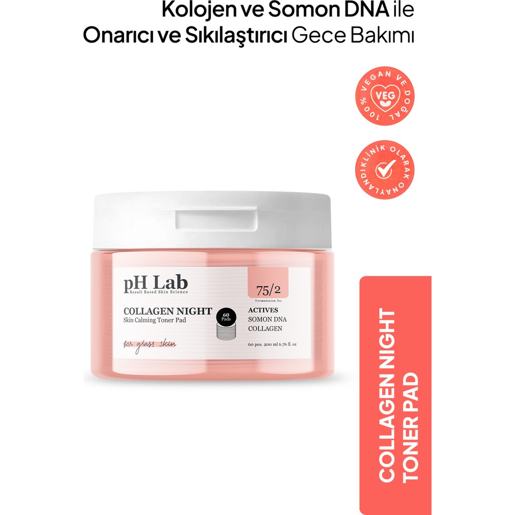 Ph Lab Phlab Gece Bakım Toner Pedi Kolajen ve Somon DNA Etkisiyle 60 Adet Tüm Ciltler İçin Tonerler Fiyatı