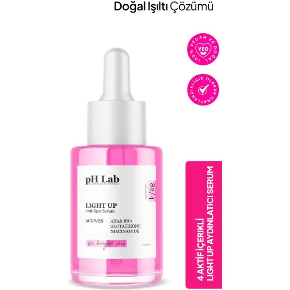 Ph Lab Phlab Light Up Cilt Aydınlatıcı Serum, Lekeri Önleyici Etkili Serum, Işıltılı Parlak Görünüm Cilt Temizleme ve Peeling Fiyatı