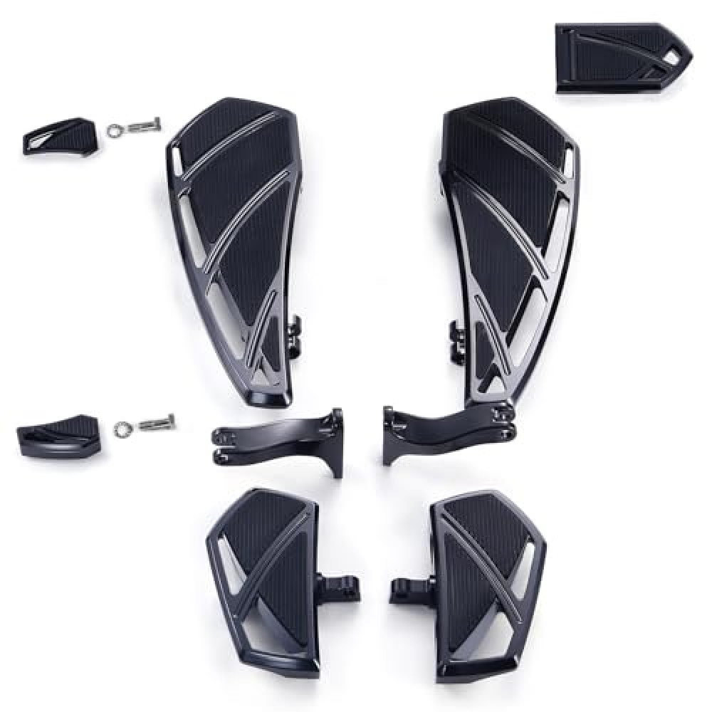 Phantom Floorboards Kit Footboards for Harley Touring Street Glide, Electra Glide, Road King, Road Glide, Softail (Black, without brake shifter lever)
