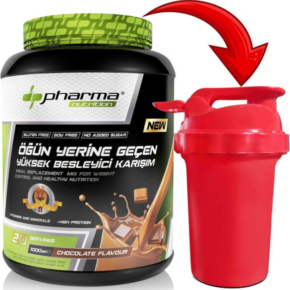Pharma Çikolata Aromalı Yüksek Proteinli Öğün Tozu Öğün Yerine Geçen Besleyici Shake 20 Servis 1000 gr Protein Tozları Fiyatı