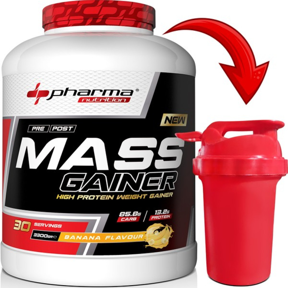 Pharma Karbonhidrat Tozu Mass Gainer 3300 Gram Muz Aromalı Hacim Kütle Kas Gainermass Shaker Armağan Sporcu Besinleri Fiyatı