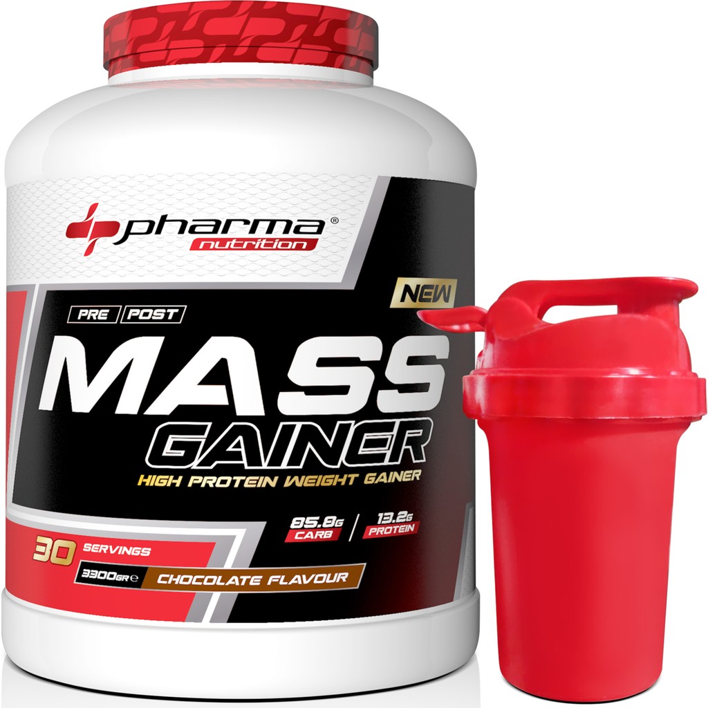 Pharma Nutrition Mass Gainer 3300 gr Çikolata Aromalı Kilo Kas Karbonhidrat Tozu 30 Servis Hacim Shaker Hediyeli Diğer Fiyatı