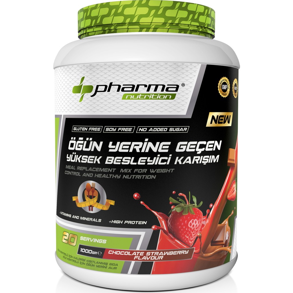 Pharma Nutrition Proteinli Öğün Tozu Öğün Yerine Geçen Besleyici Shake Çikolata Çilek Aromalı 20 Servis 1000 gr - Çikolata & Çilek Diğer Fiyatı