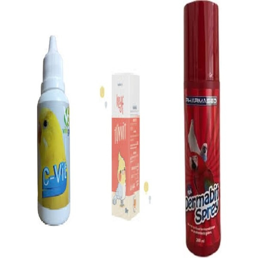Pharmased Muhabbet Kuşu Vitamin Seti Dermabit Sprey 200 ml + Tüyvit Vitamin B + C-Vit Evcil Hayvan Ürünleri Fiyatı