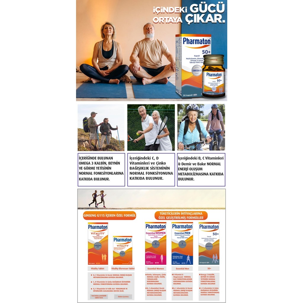 Pharmaton 50 Plus 30 Kapsül Omega 3, Multivitamin ve Mineraller 2'li Avantaj Paketi Diğer Fiyatı