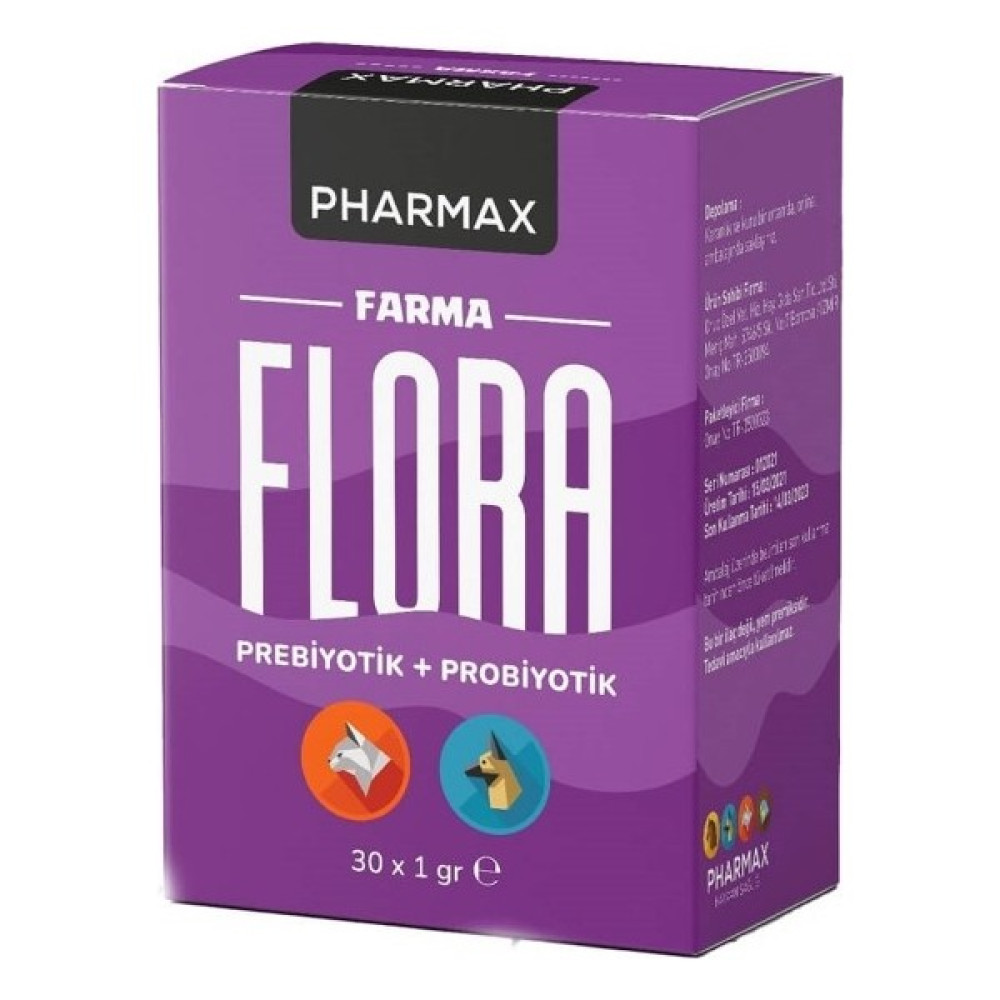 Pharmax Farma Flora Prebiyotik+Probiyotik 1gr x 30 Adet Evcil Hayvan Ürünleri Fiyatı