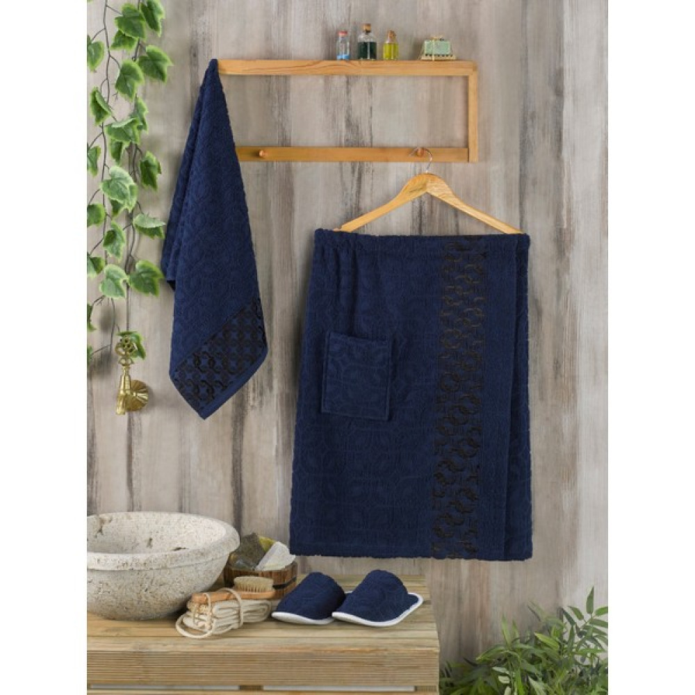 Philippus Vespira Erkek Sauna Set - Standart - Lacivert Bornoz Fiyatı