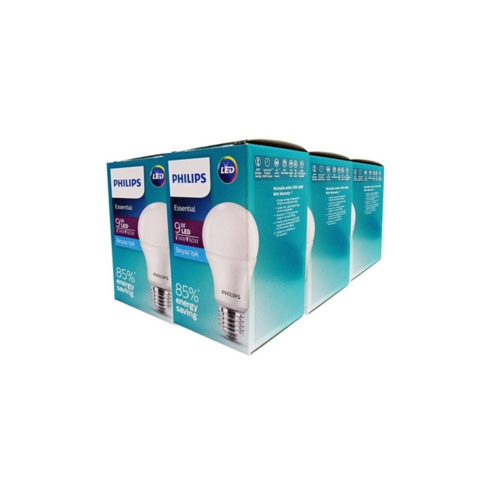Philips 10 Adet  Ess Ledbulb 9=60w 806 Lümen E27 Normal Duy 6500 Kelvin Beyaz Işık Klasik Ampul Fiyatı