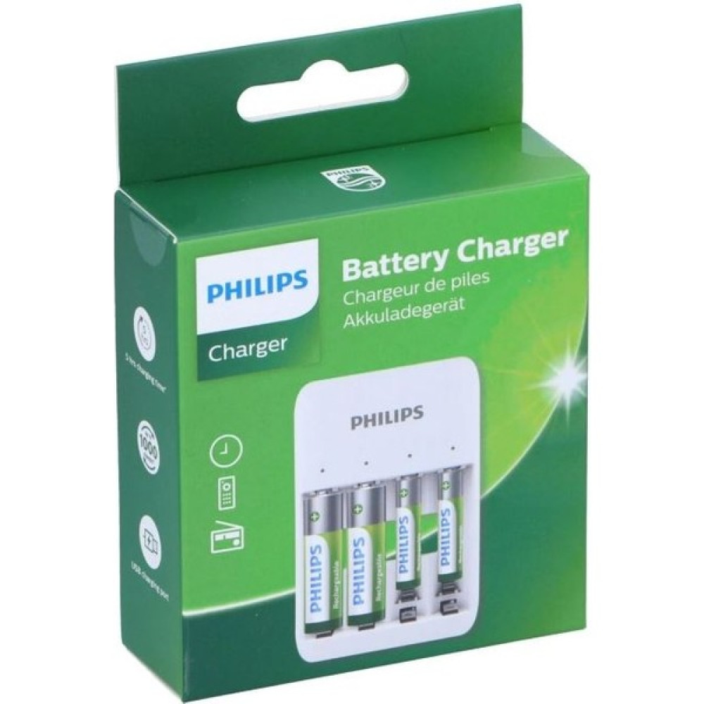 Philips 4 Slotlu USB Kablolu Şarj Cihazı 2'şer Adet Aa ve Aaa Pil SCB4013NB/00 Şarj Cihazları & Kitler Fiyatı