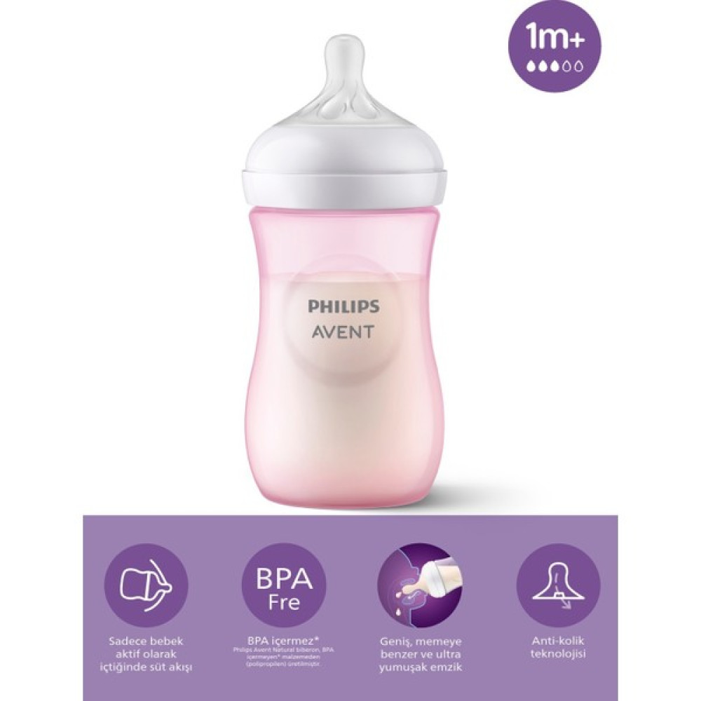 Philips Avent Natural Response Pp Pembe Biberon 1+ Ay 260 ml SCY903/11 Biberon Fiyatı