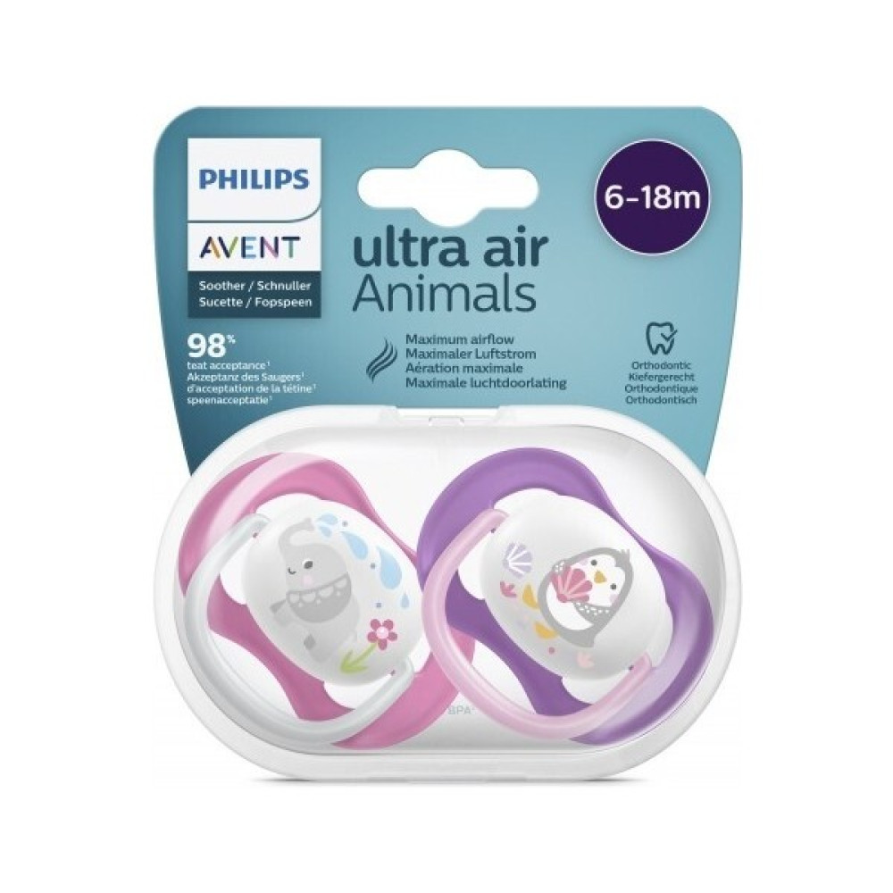Philips Avent Ultra Air Animals 2li Desenli Emzik 6-18 Ay - Kız - Pembe - 6 - 18 Ay Emzik Fiyatı