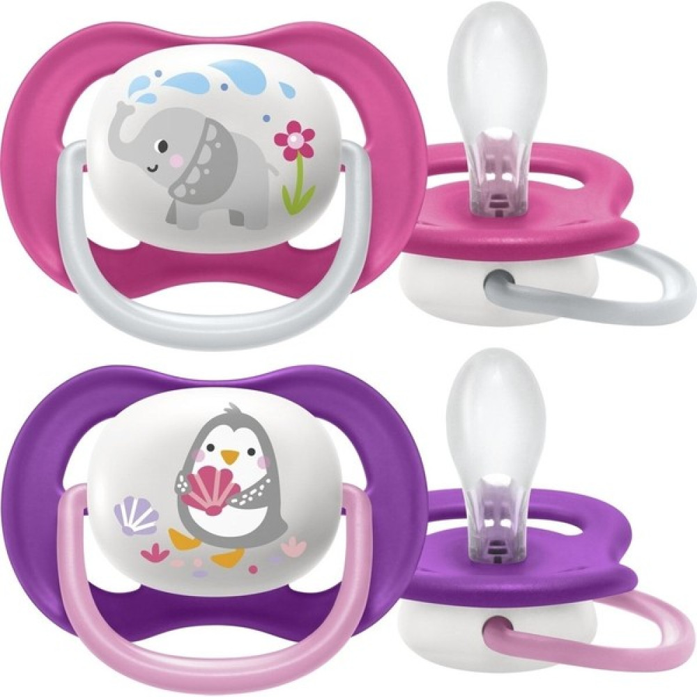 Philips Avent Ultra Air Emzik 6-18 Ay Kız SCF080/08 - 2351-Damaklı Yavaş Akış Biberon Emziği Fiyatı