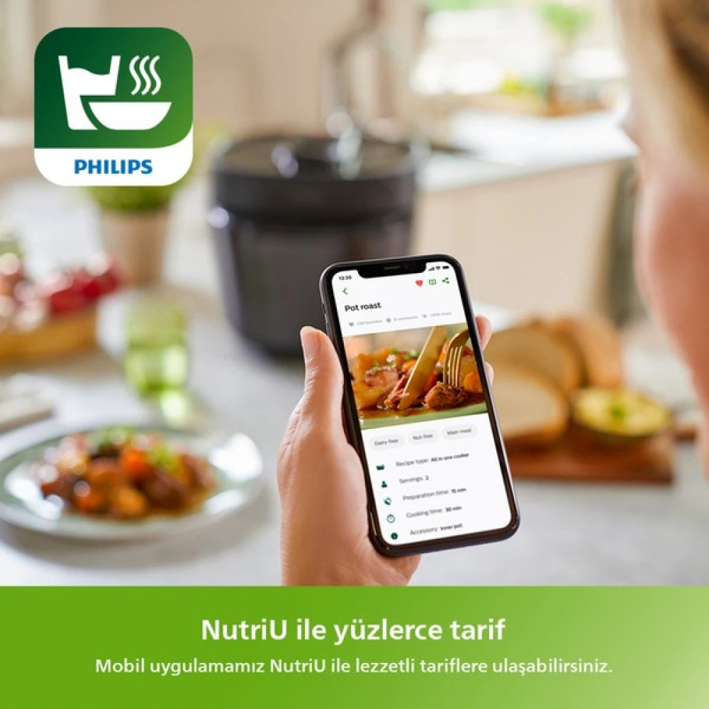 Philips Cooker Basınçlı Pişirici 5l Kapasite 35 Farklı Program 30 Dk’da Leziz Yemekler - LUCİOLE BEYAZ LAMBADER HEDİYE - Siyah Buharlı Pişiriciler Fiyatı