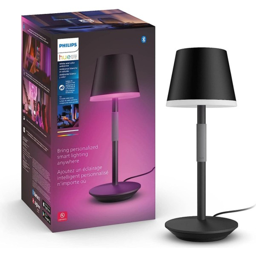 Philips Hue Beyaz ve Renkli Ortam Masa Lambası Hue Go Taşınabilir Işık, Beyaz ve Renkli, Kısılabilir - Siyah Masa Lambası Fiyatı
