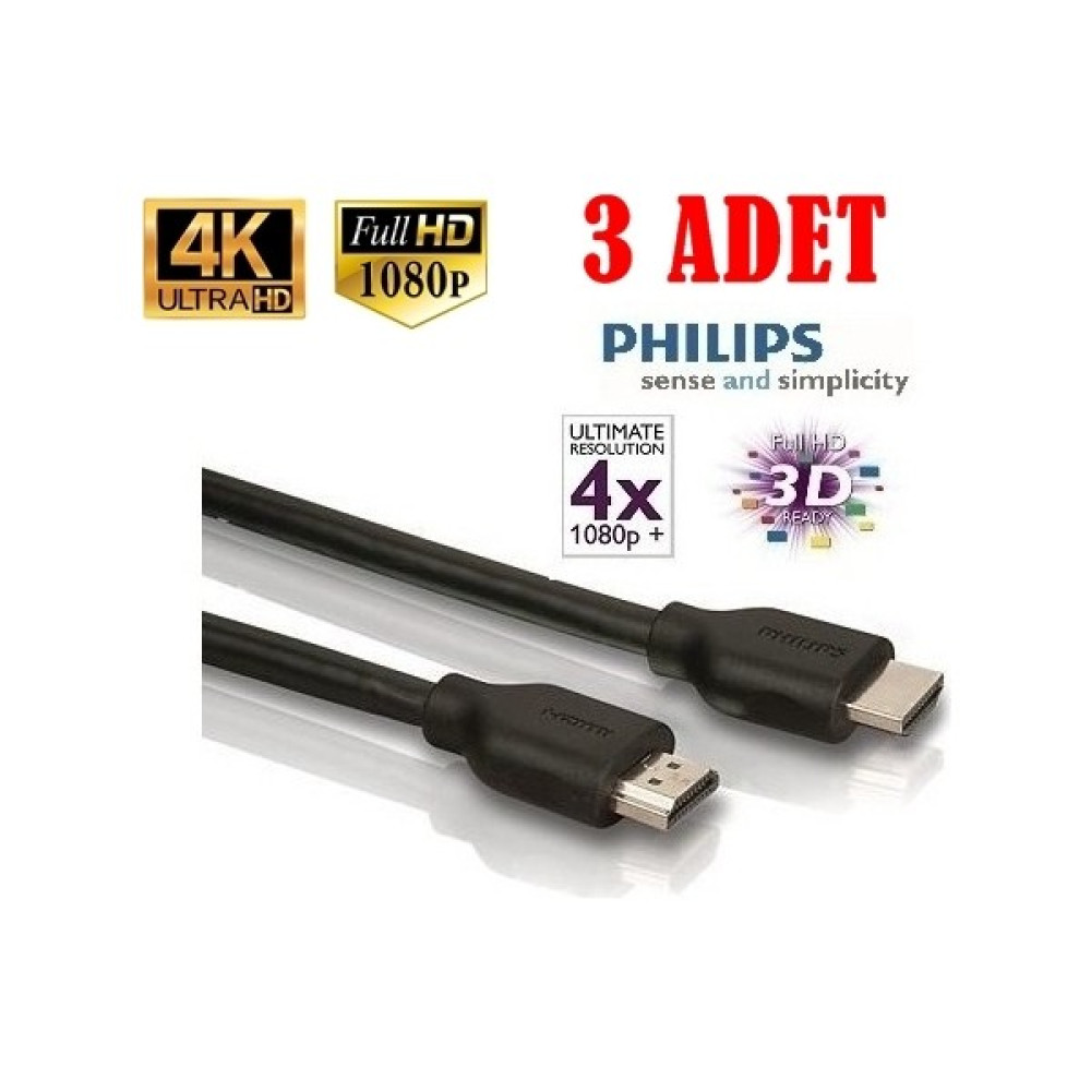 Philips SWV5401P/10 4K 3D HDMI Kablo (3'lü Paket) - 1.5m HDMI Kablo Fiyatı