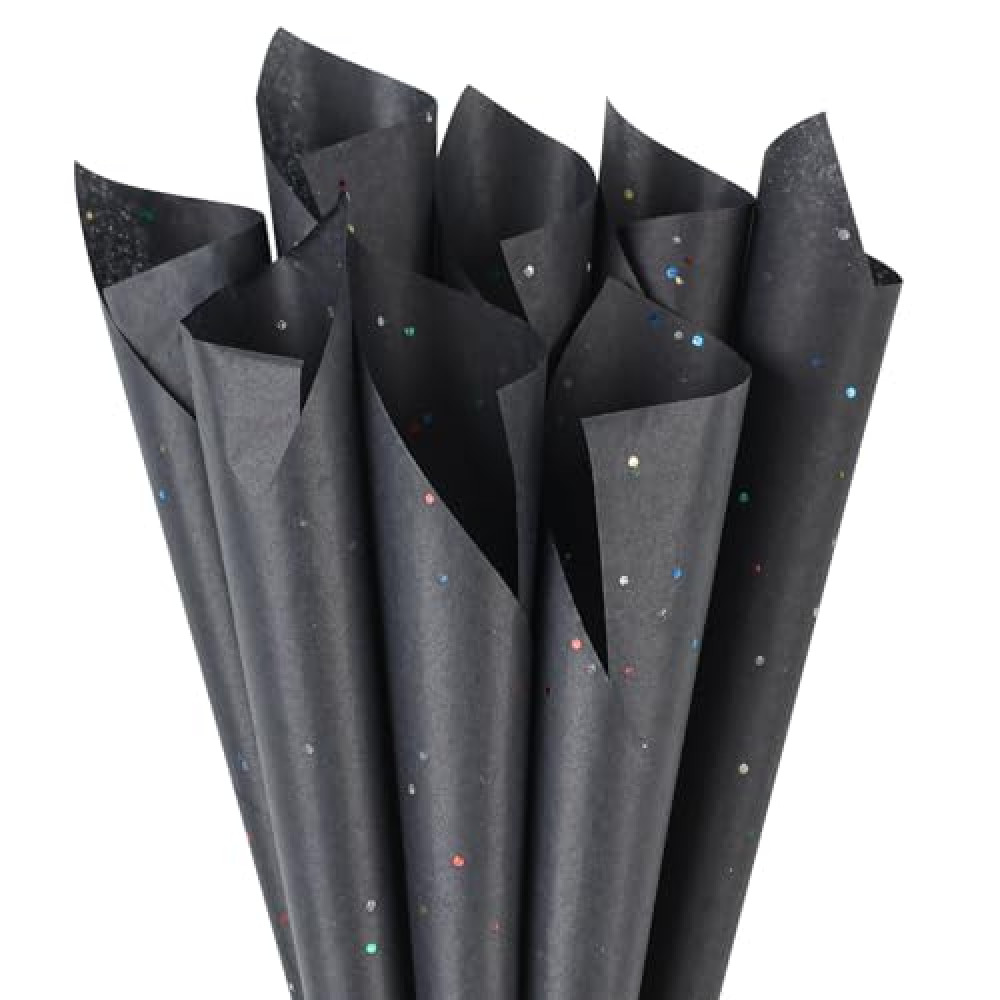 Phinus 30 Sheets Gift Bag Tissue Paper, 20 x 14 Inch Tissue Paper for Gift Bags, Black Glitter Tissue Paper for Gift Wrap, Pack Bags, Filler Flower, DIY Project, Art Crafts, Birthday Wedding Decor