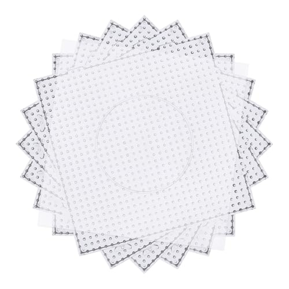 Phinus 6 PCS 5mm Fuse Beads Pegboards Kits, Plastic Beads Boards with 4 PCS Ironing Paper, Large Square Clear Beads Pegboards for Kids Craft Beads, DIY Craft Beads