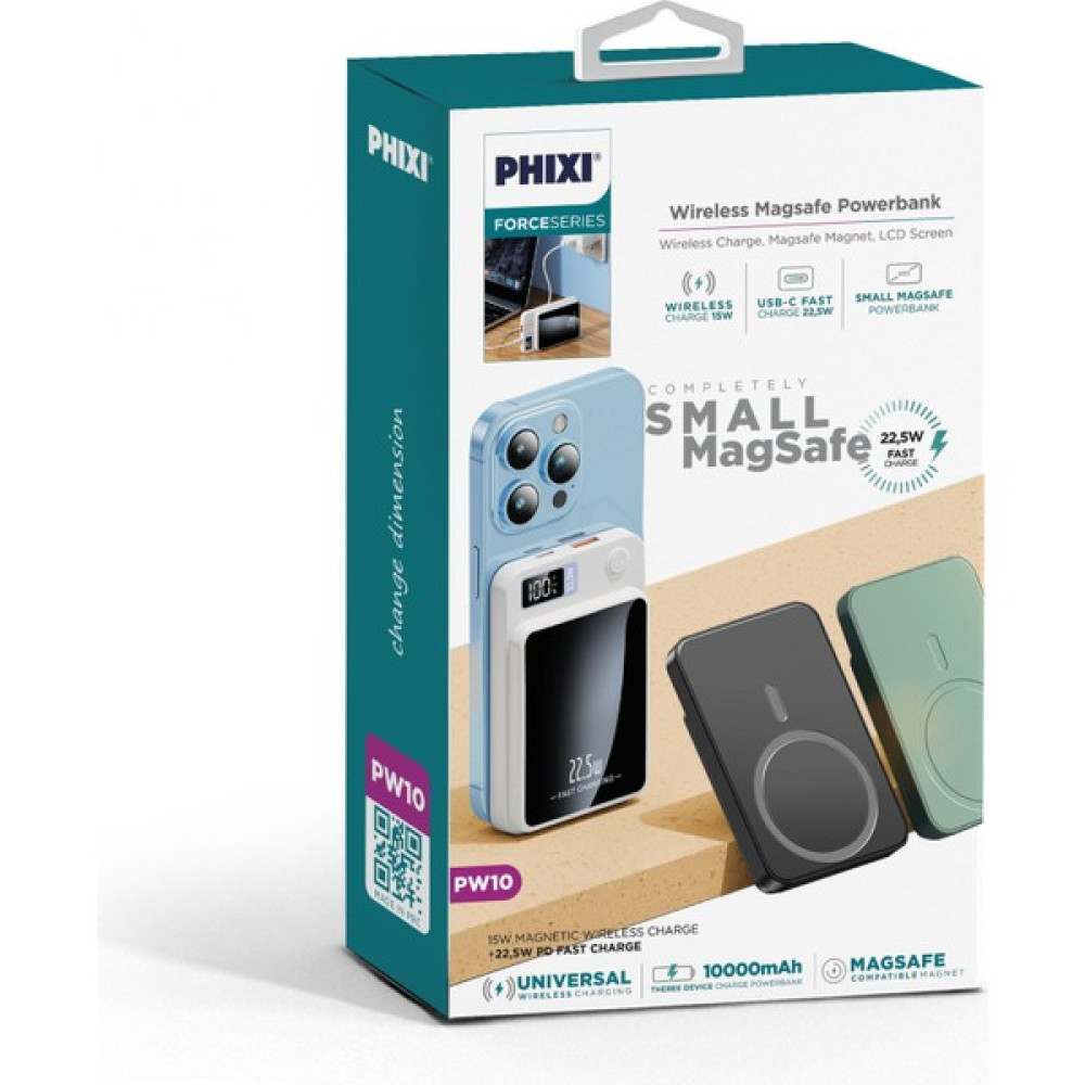 Phixi Force PW10 10.000MAH Wireless Magsafe 2 Çıkışlı Powerbank - Beyaz Taşınabilir Şarj Cihazı - Powerbank Fiyatı