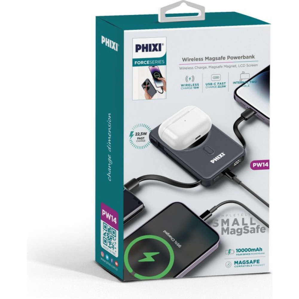 Phixi Force PW14 10.000MAH Wireless Magsafe 2 Çıkışlı Powerbank - Mor Taşınabilir Şarj Cihazı - Powerbank Fiyatı