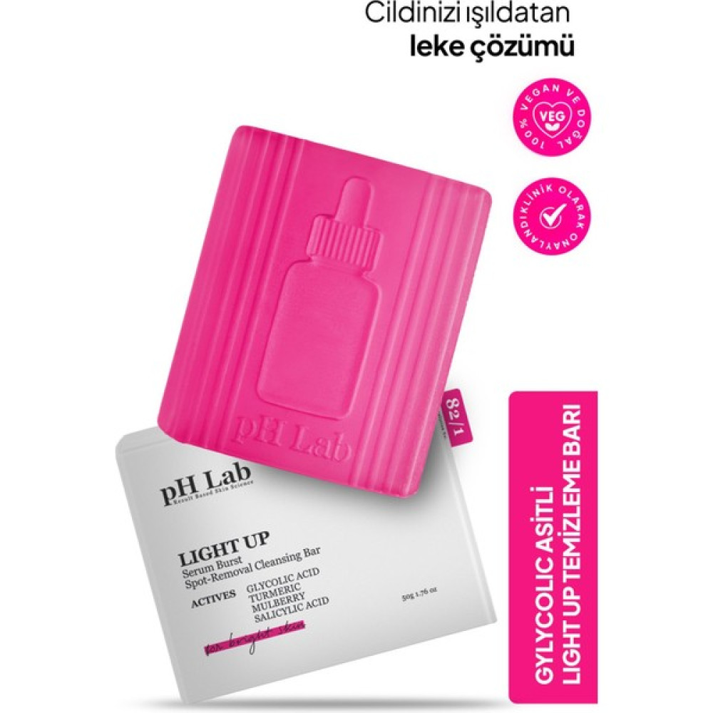 Phlab Light Up Cilt Aydınlatıcı Temizleme Barı, Cilt Leke Serumu Etkili Sabun, Leke Karşıtı Cilt Temizleme ve Peeling Fiyatı