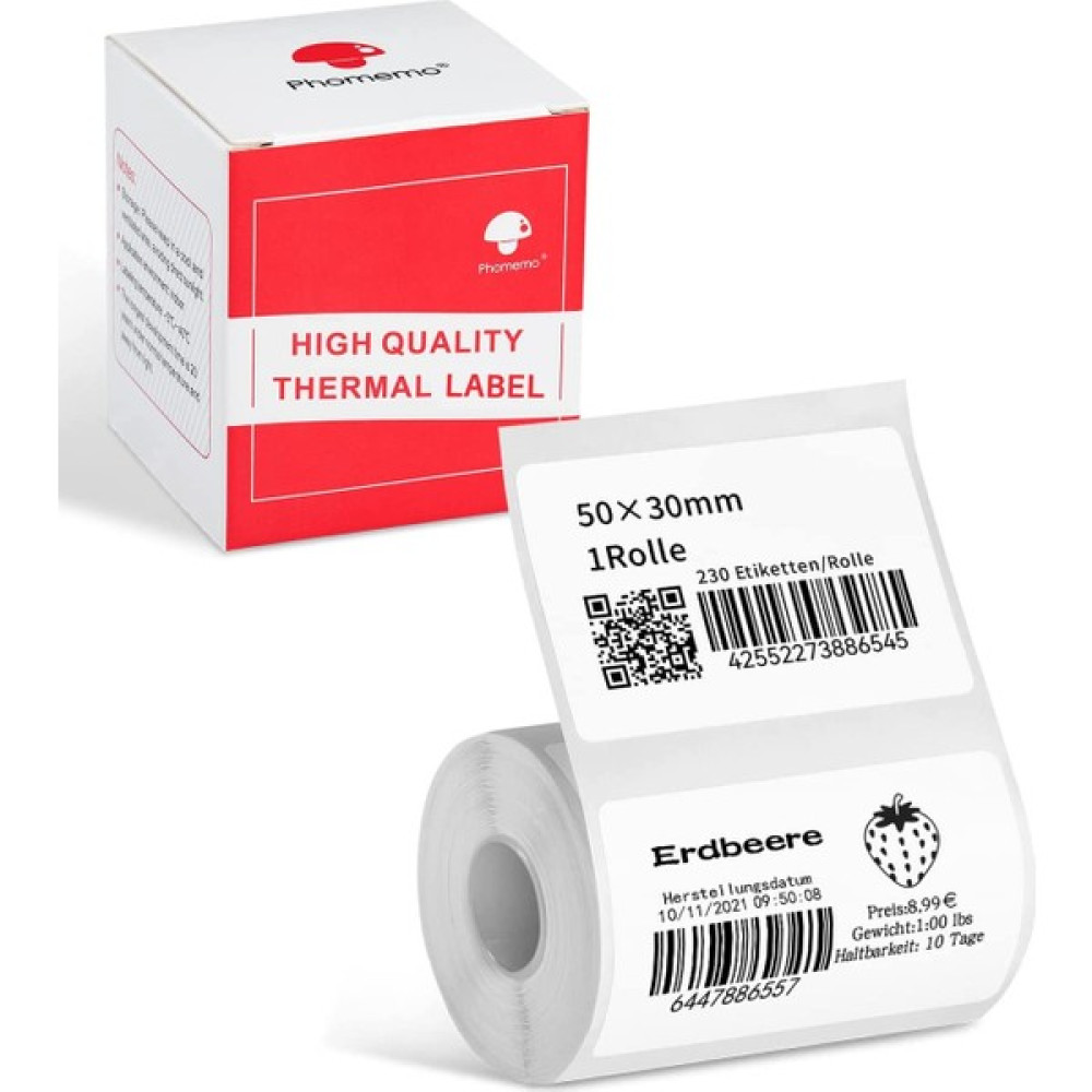 Phomemo 50X30MM/230ADET Etiket - M110/M221/M220/M120/M200/M110S Uyumlu Çok Amaçlı - Beyaz Etiket Makinesi Fiyatı