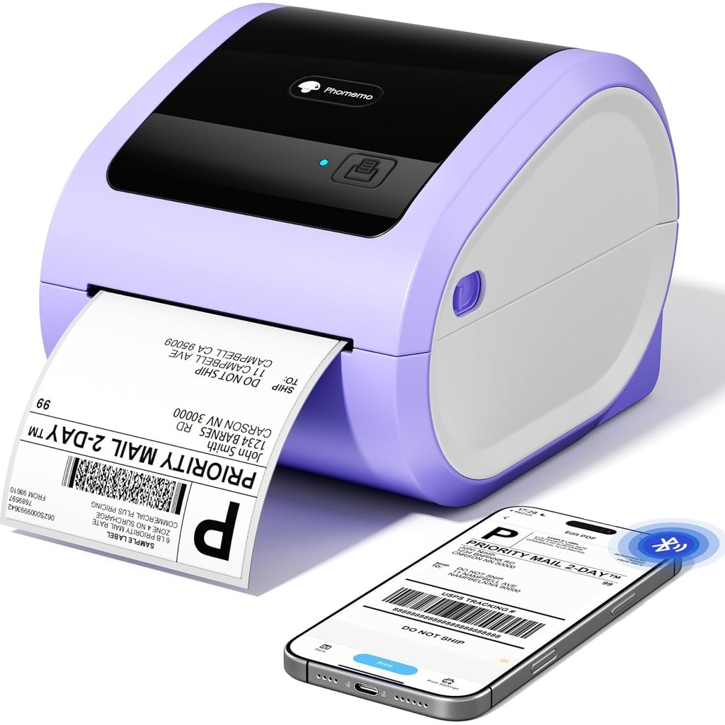 Phomemo D520-BT Bluetooth+Usb Termal Yazıcı, Mor Beyaz - Barkod/adres/posta Etiketi, Pazaryerleri Ile Uyumlu Yazıcılar Fiyatı