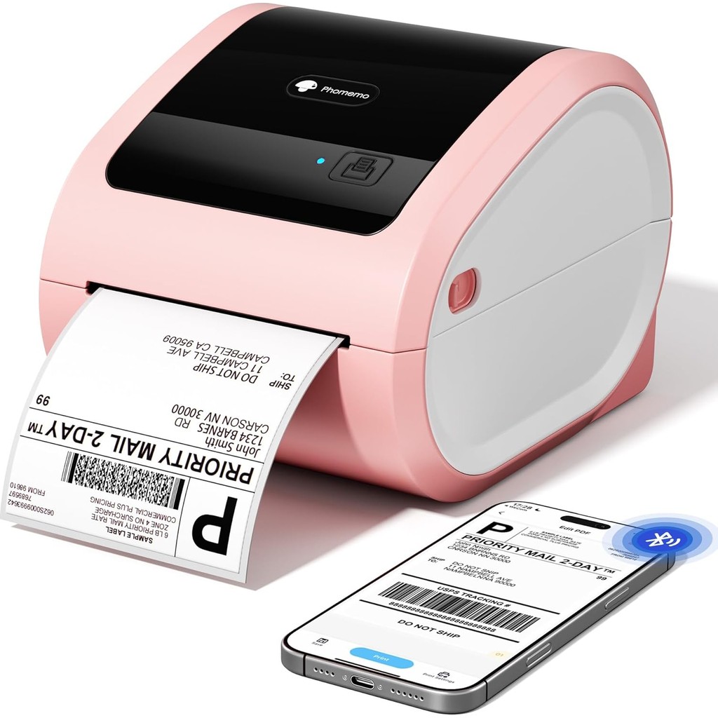 Phomemo D520-BT Bluetooth+Usb Termal Yazıcı, Pembe Beyaz - Barkod/adres/posta Etiketi, Pazaryerleri Ile Uyumlu - Pembe - Beyaz Yazıcılar Fiyatı