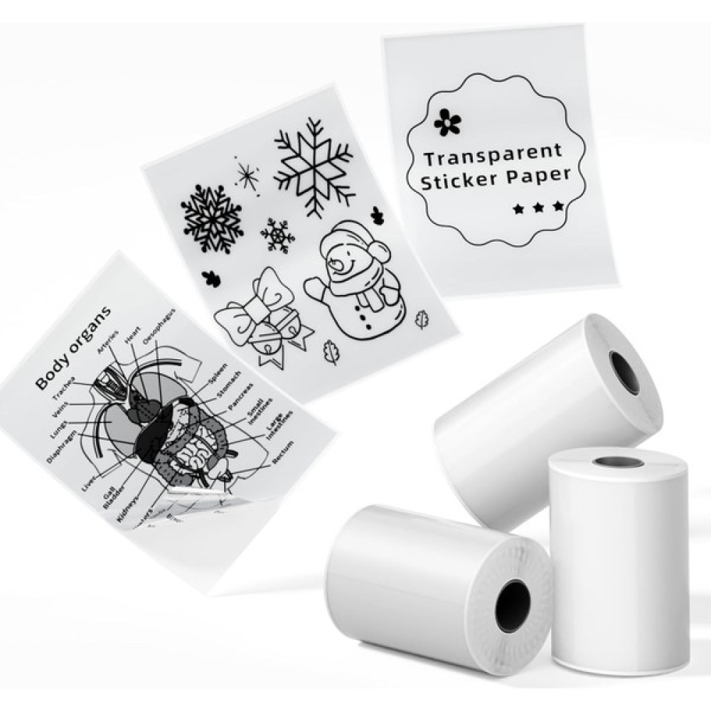 Phomemo T02 Sticker Şeffaf 50MMX3,5MT - 3 Rulo - Uzun Süreli Koruma Q12-TTRMS - 50x3,5mt Etiket Makinesi Fiyatı
