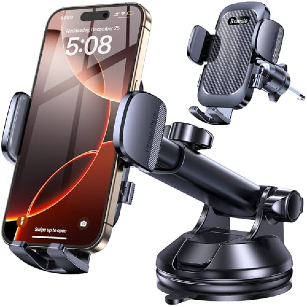 Phone Holders for Your Car【Upgraded Strongest Suction】Car Phone Holder Mount Dash【360° Adjustable】Suction Cup phone Mount for Truck Stand Cell PHone Holder for Car mount Fit All iPhone Car Accessories