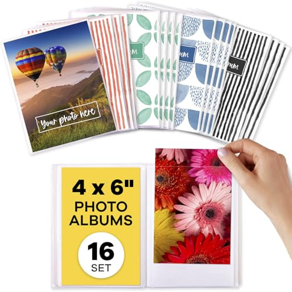 Photo Albums 4x6 Pictures - (Set of 16), by Paper Plan, Mini Albums, Each Can Hold Up To 36 Photos, Works With Portrait and Landscape Pictures - Perfect for Storing Beautiful Memories