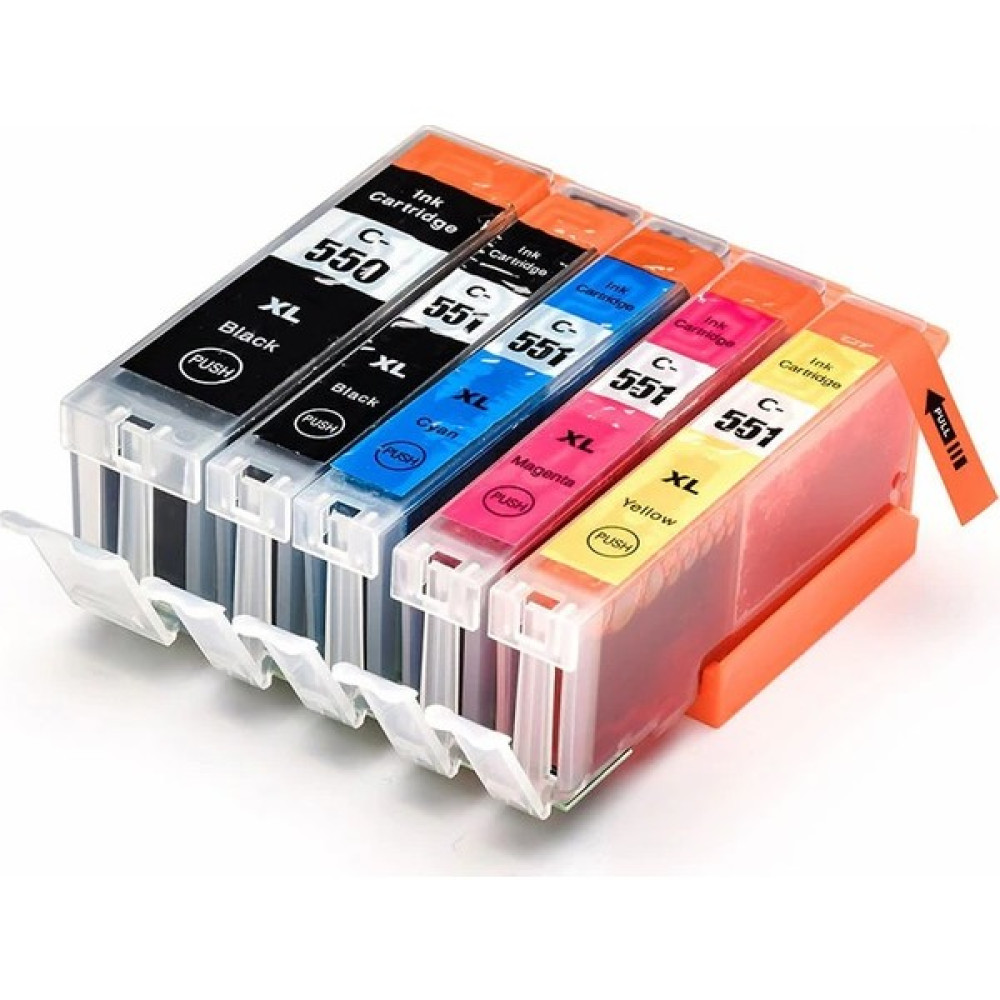 Photo Print Canon PGI-550XL CLI-551XL Uyumlu 5 Renk Muadil Kartuş MG6650 MG7150 MG7500 MG7550 - Renkli Kartuşlar Fiyatı