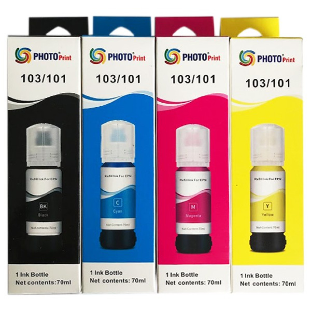 Photo Print Epson 103 Ecotank L1110 Uyumlu 4 Renk Ithal Muadil Mürekkep Seti 4 x 70 ml Kartuşlar Fiyatı