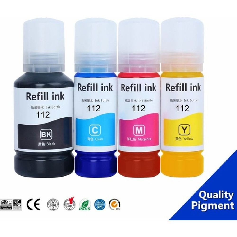 Photo Print Epson Ecotank 112 1 Set 4 Renk Ithal Muadil Pigmentli Mürekkep Seti Siyah 127 ml - Renkliler 70 ml Kartuşlar Fiyatı