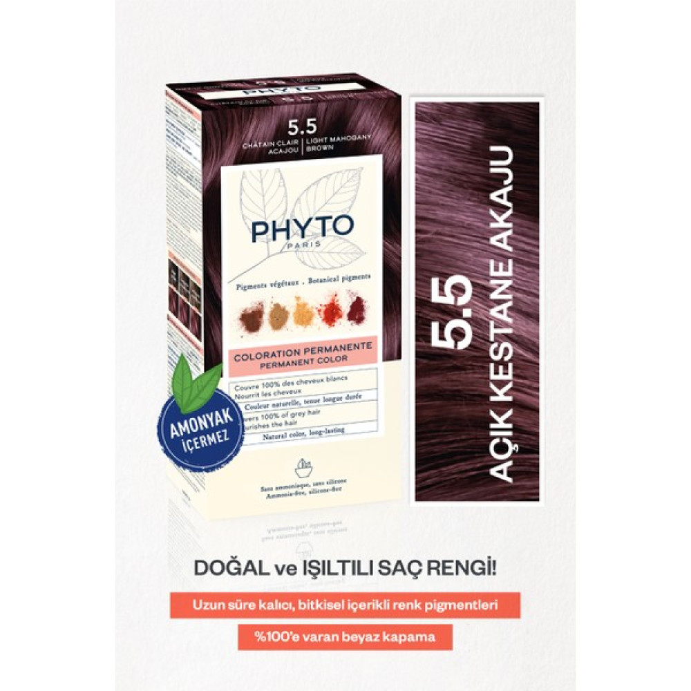 Phytocolor 5.5 Açık Kestane Akaju Amonyaksız Kalıcı Bitkisel Saç Boyası - 1 Saç Boyası Fiyatı