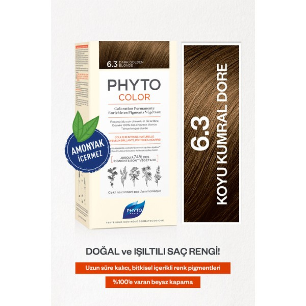 Phytocolor 6.3 Koyu Kumral Dore Amonyaksız Kalıcı Bitkisel Saç Boyası Saç Boyası Fiyatı