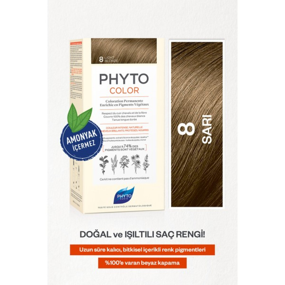 Phytocolor 8 Sarı Amonyaksız Kalıcı Bitkisel Saç Boyası - Açık Sarışın Saç Boyası Fiyatı