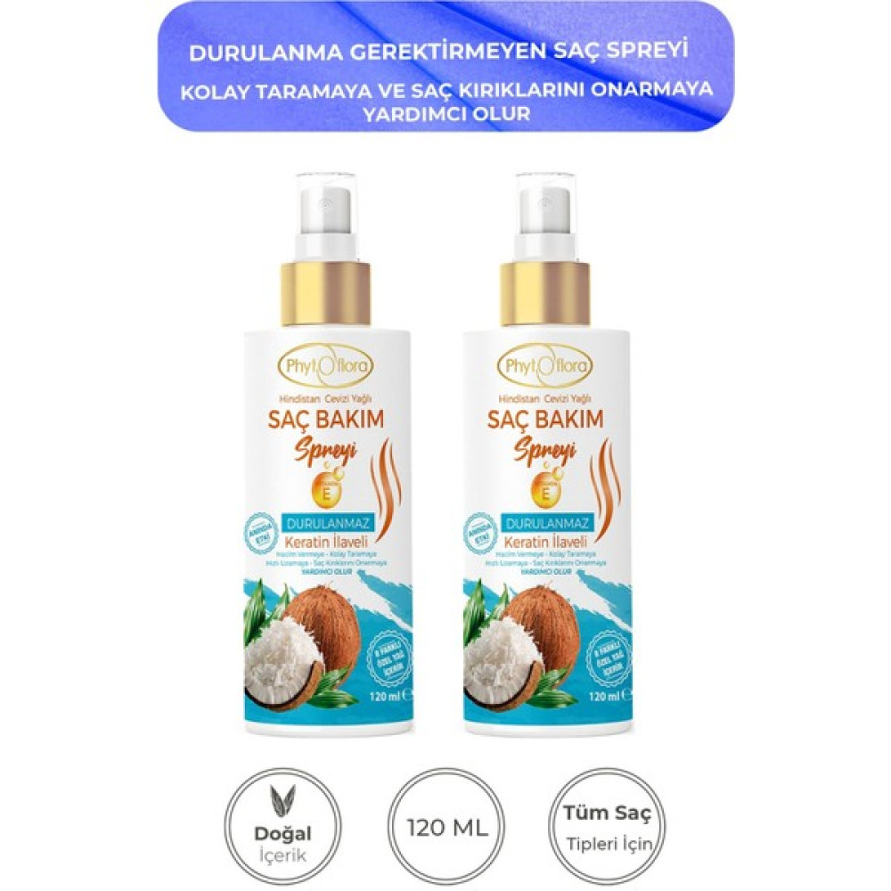 Phytoflora 2 Adet Yıpranmış Kuru Saçlar Için Kolay Tarama Spreyi & Kırık Uç Onarıcı Saç Bakım Spreyi 120 ml Saç Şekillendirici Sprey Fiyatı