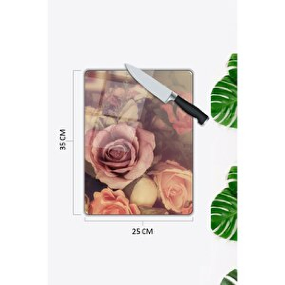 Pi Dekorasyon Gül | Cam Kesme Tahtası | 25 Cm X 35 Cm Kesme Tahtaları / Kesim Tablaları Fiyatı