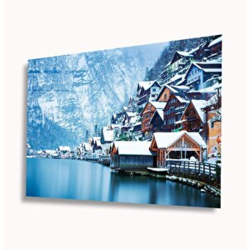 Pi Dekorasyon Kar Deniz Ve Ahşap Evler Cam Tablo 36x23 cm Tablo & Poster Fiyatı