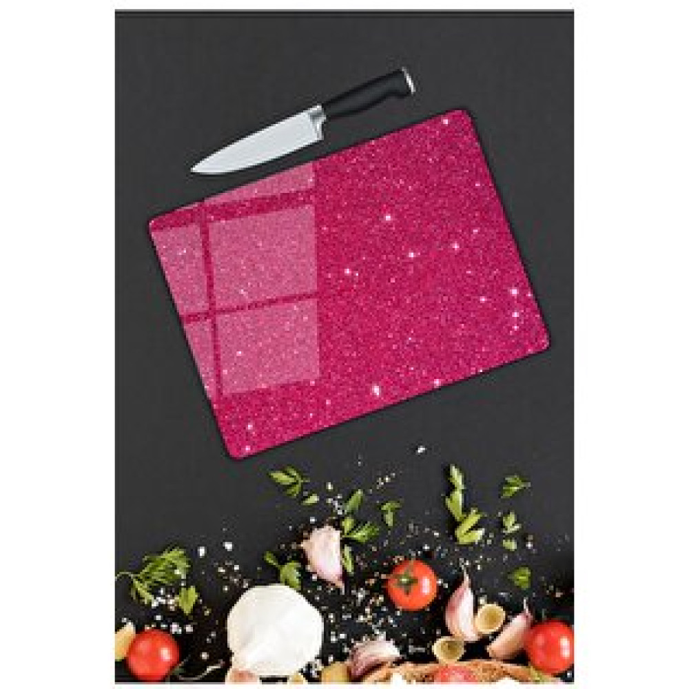Pi Dekorasyon Simli Pembe Cam Kesme Tahtası 25 X 35 Cm Kesme Tahtaları / Kesim Tablaları Fiyatı