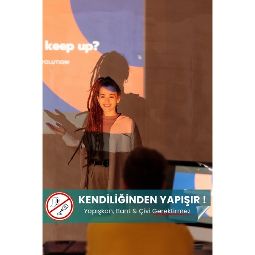 Pi Papers 150 x 220 cm Yapışkansız Çivisiz Tutunan Projeksiyon Perdesi, Ev Sineması,duvar Projeksiyon Perdesi Projeksiyon Perdesi Fiyatı